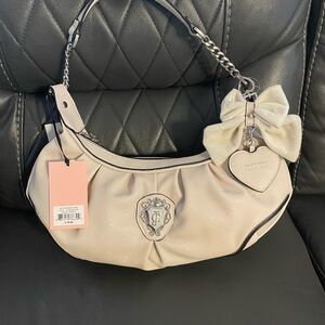 Juicy Couture Juicy Romance Cream White Hobo Bow Charm Shoulder Bag